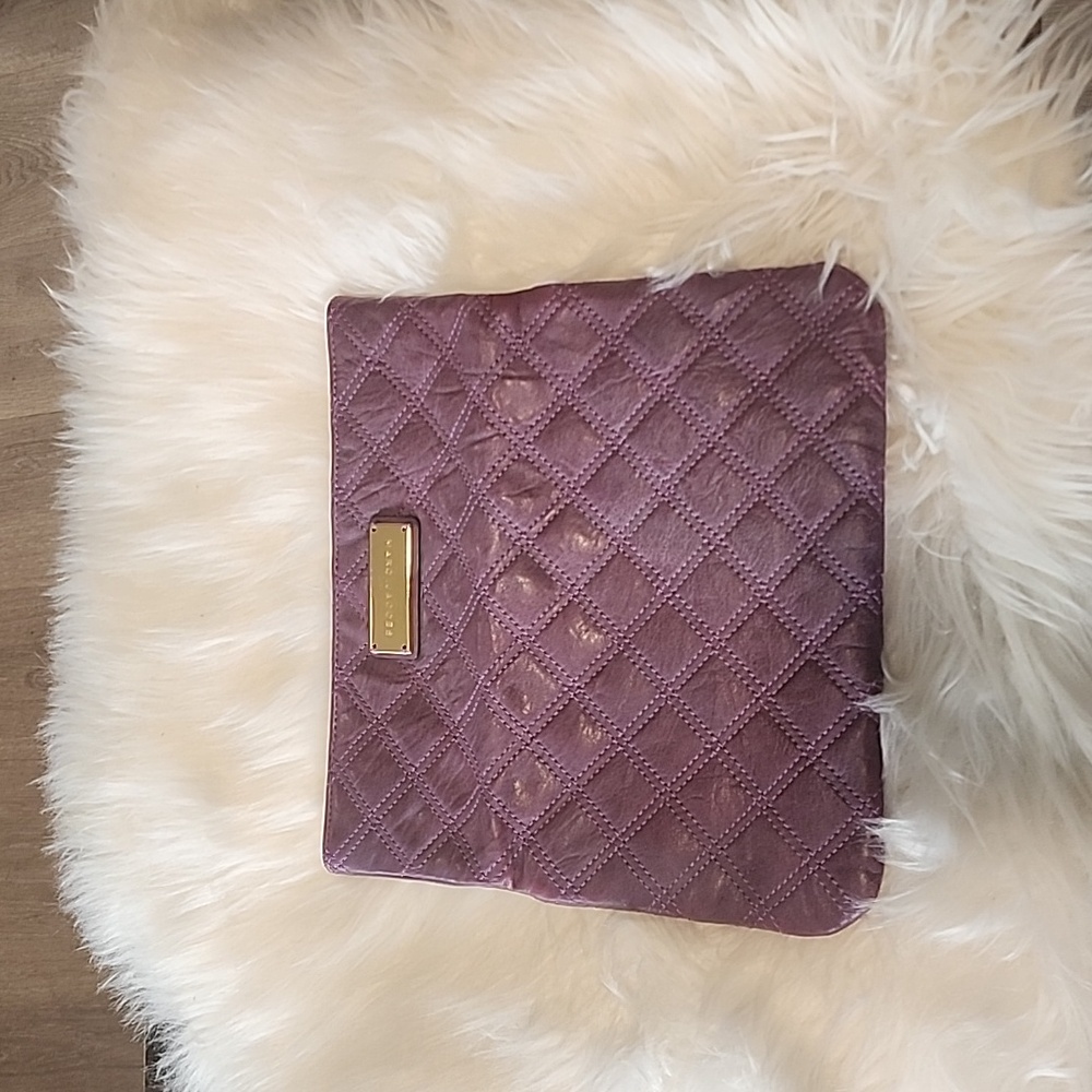 Marc Jacobs Purple Quilted Fold Over Clutch 7 X 12 Approx - Picture 3 of 5